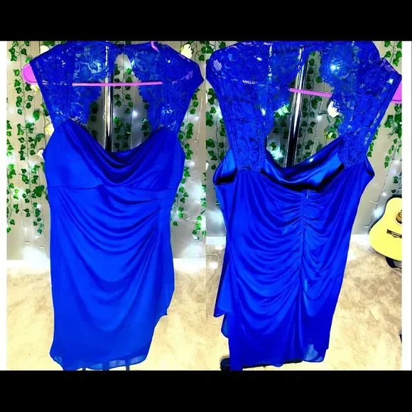 dressy navy blue dresses Blaise Navy Satin Prom Dress - US 0 main image 1